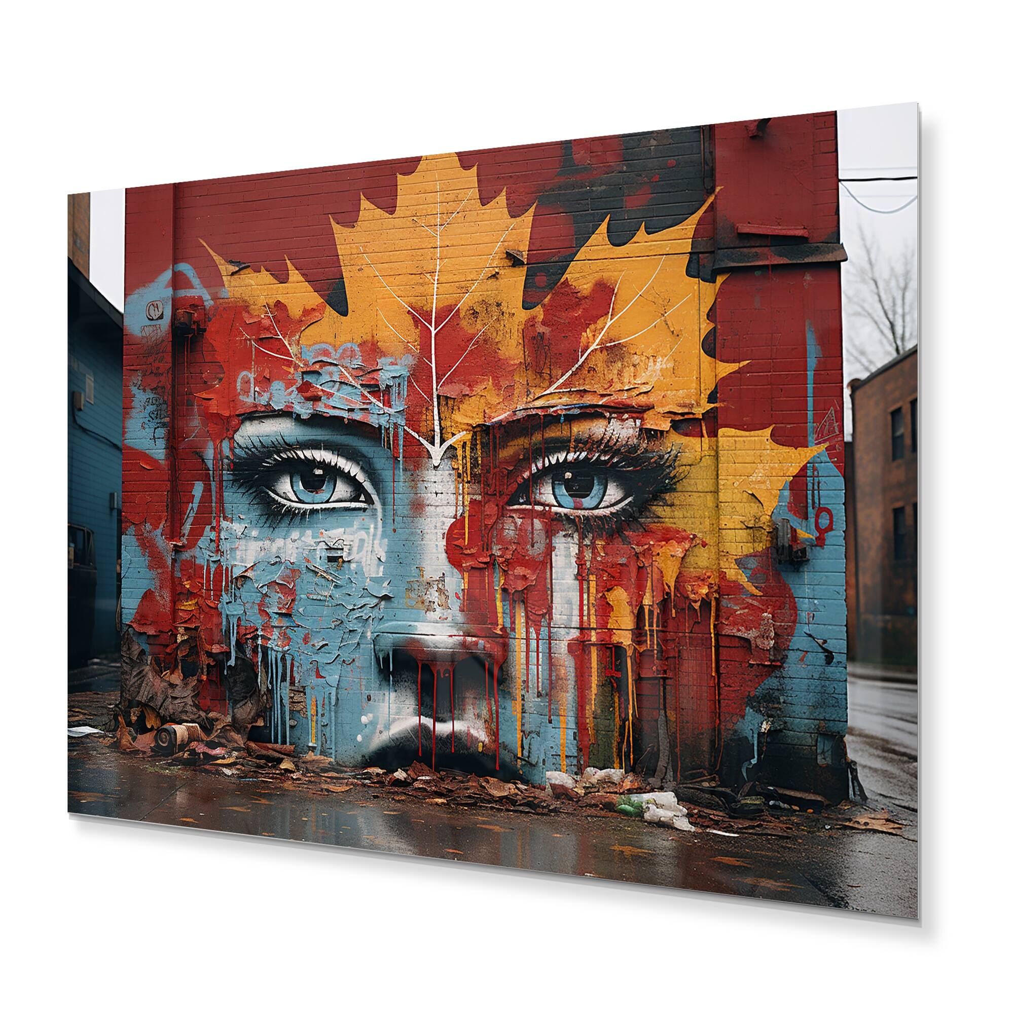 Designart "Toronto Urban Graffiti II" Canada Metal Wall Art Living Room